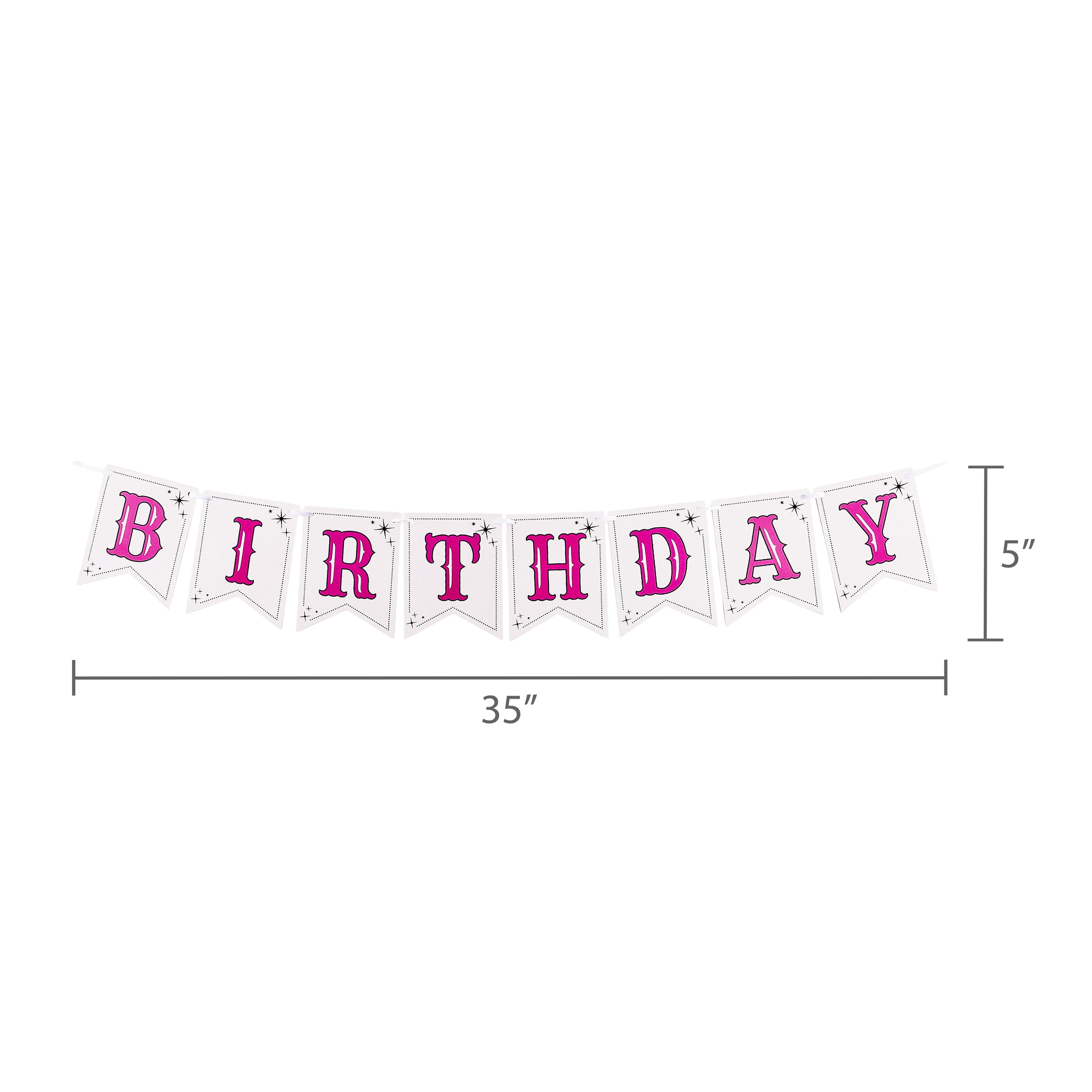 Pink/White Disco Cowgirl Happy Birthday Paper Banner Set, 2 Pieces, by Way To Celebrate