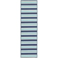thumbnail image 4 of Oriental Weavers Meridian Area Rug 5701B Blue Lines Stripes 7' 10" x 7' 10" Round, 4 of 9