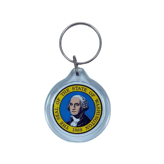 Round Acrylic Keychain - State Seal Washington - USA | Lightweight Travel Keepsake, Collectible Souvenir, Everyday Key Accessory