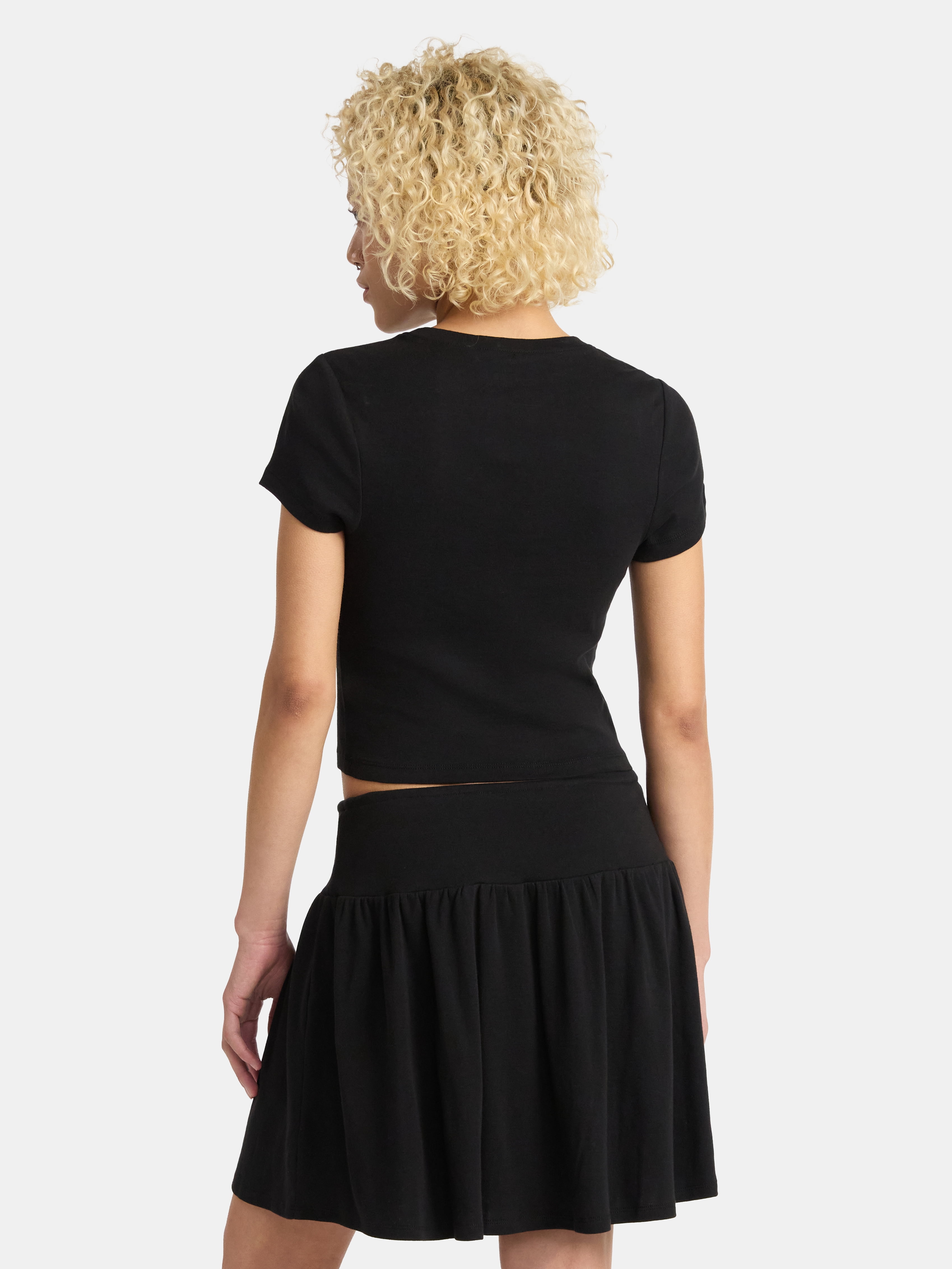 No Boundaries Cotton Cami and Mini Bubble Skirt Set, 2-Piece, Women's Sizes XXS-XXL