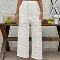 thumbnail image 6 of Byworldtasic Womens Trousers No Boundaries Women Crochet Beach Cover Up Pants Sheer Wide Leg Drawstring Summer Swimsuit Coverup Long Pants, 6 of 9