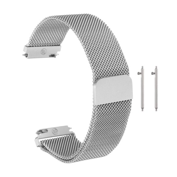 Uxcell Stainless Steel Mesh Watch Band 18mm Quick Release Metal Replacement Watch Strap with Magnetic Buckle for Men Women, Silver Tone