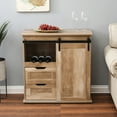 thumbnail image 2 of LuxenHome Natural Oak Finish Manufactured Wood Wine and Storage Cabinet, 2 of 9