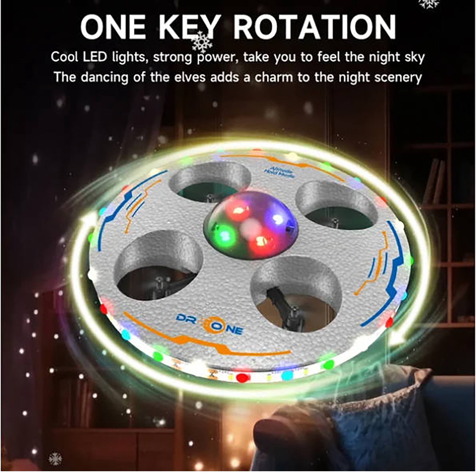Musatteng Smart Induction Flying Disc Toy - Rechargeable UFO RC with Auto-Stabilization, STEM Educational Toy for & Adults, 25cm Diameter with LED Lights