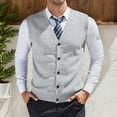 thumbnail image 2 of uikmnh Vests for Men's Knit V-Neck Sweater Vest Slim Fit Button Up Cardigan for Layering Business Casual and formal Attire Versatile All Season Wear Size:L, 2 of 5