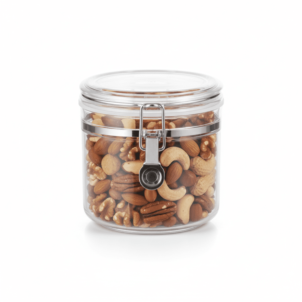 Mainstays Small Clear Airtight Stackable Food Storage Canister with Buckle Lid
