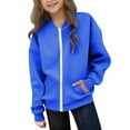 thumbnail image 3 of SEAOPEN Girls Zip Up Jacket Teen Full-Zip Sweatshirts Jackets Casual Fall with Pocket Blue 5 Years, 3 of 8