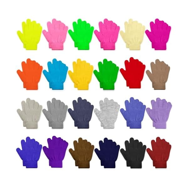 wonima44 ONESING 24 Pairs Kids Gloves - Warm Knitted Winter Gloves Bulk for Girls Boys | Children Gloves Designed for Cold Weather