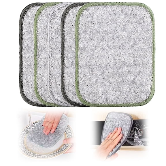 Silver Mesh Dishcloth,Multipurpose Wire Dishwashing Rags,Double Layer Metal Scrubbing Pads,Non-Scratch Reusable Cleaning Cloths for Kitchen,Pots,Pans,Sinks,Wet and Dry Use(5Pcs)