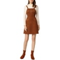 thumbnail image 2 of Allegra K Women's Faux Suede Zipper Front Elegant Pinafore Overall Mini Dress, 2 of 5
