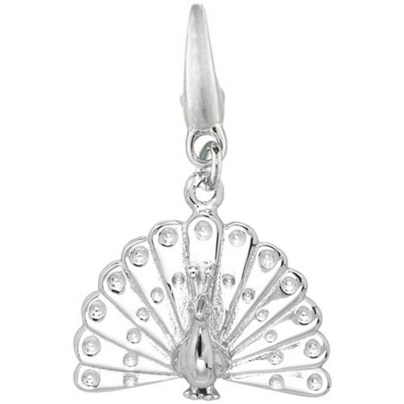 Women's Sterling Silver Peacock Clip-On Charm