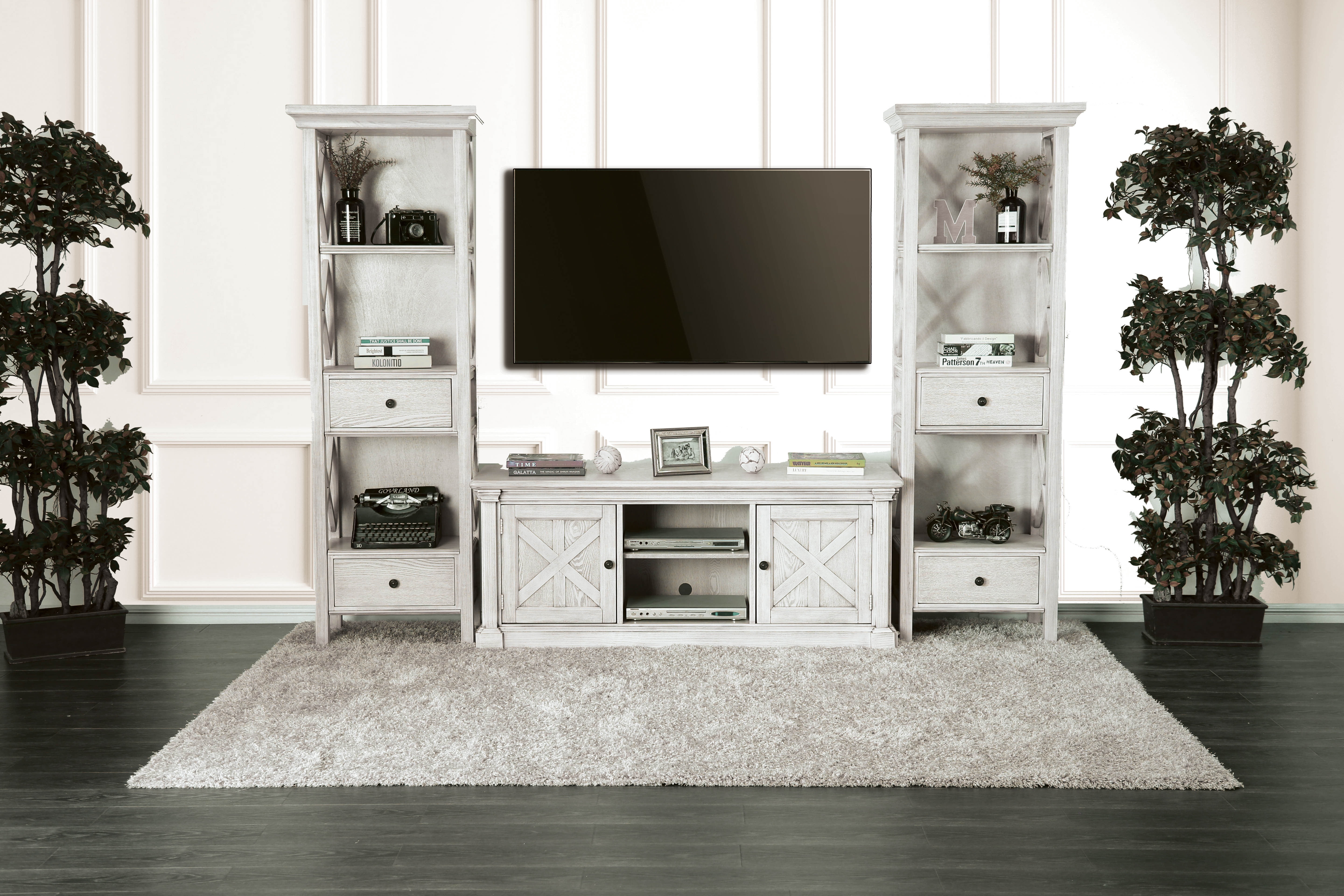 Furniture Of America Randall Rustic Antique White 60 Inch Tv Stand