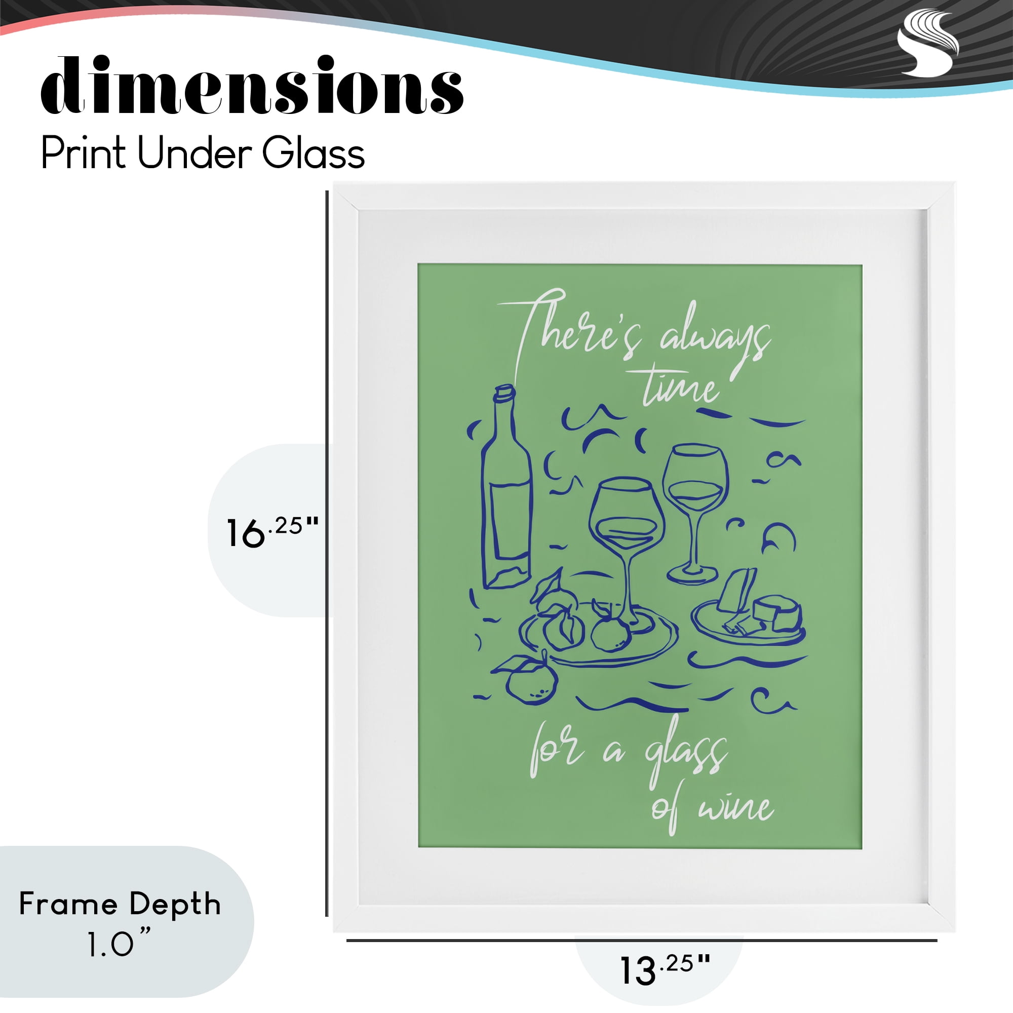 Stupell Industries Always Time For Glass Of Wine White Framed Print Under Glass, design by The Prints Vibe