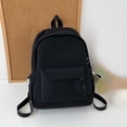 thumbnail image 2 of FUZHIQ Textured Solid Color School Backpack for 3rd 4th 5th 6th Grade, Lightweight Crinkled Fabric Bookbag with Front Pocket, Casual Elementary Middle School Bag, Black, 2 of 5