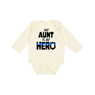 Inktastic My Aunt is My Hero Police Officer Family Boys or Girls Long Sleeve Baby Bodysuit