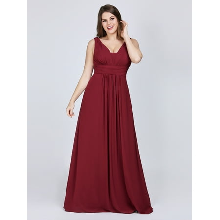 Ever-Pretty Women's Sexy Chiffon V Neck Long Maxi Evening Party Bridesmaid Dresses for Women 8110P Burgundy US (Best Bridesmaid Toast Ever)
