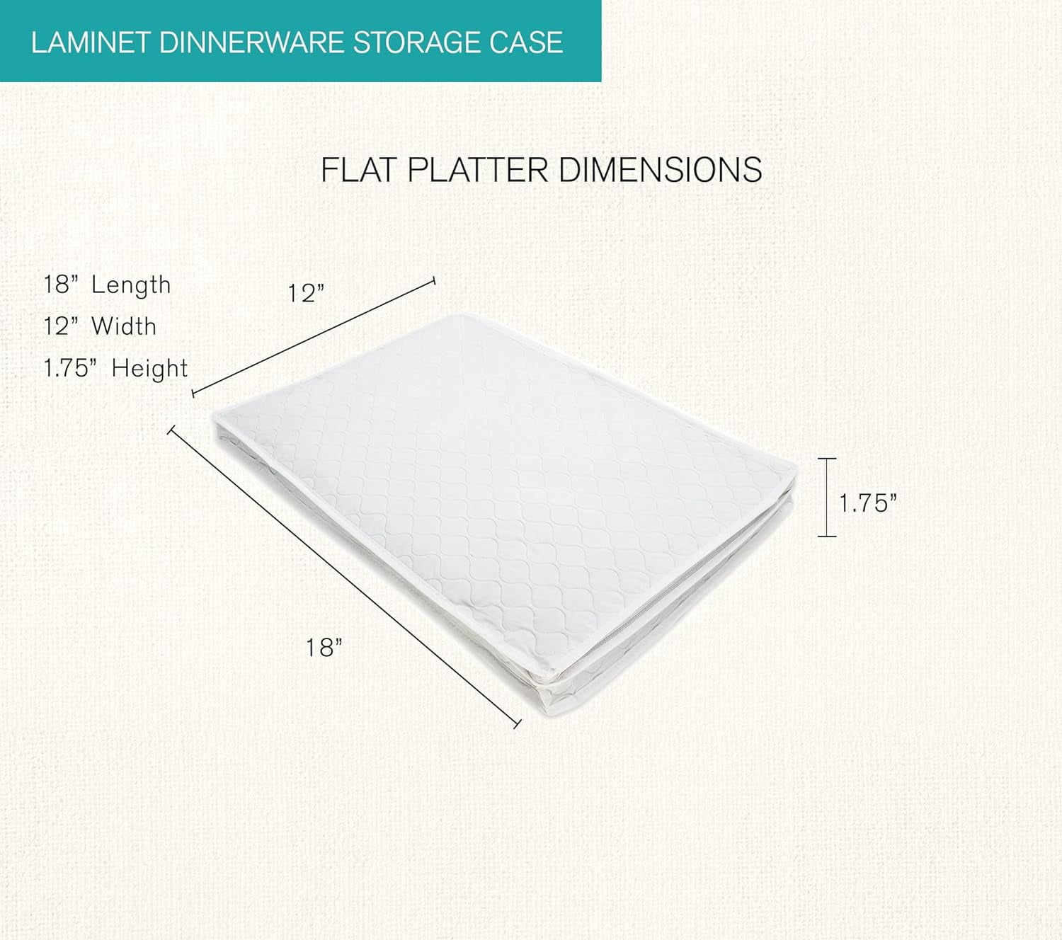 LAMINET 6 Piece Quilted Dinnerware Storage Starter Set - Includes 4 Plate Cases, 1 Cup Case & Platter Case - White 6400AC-FBM
