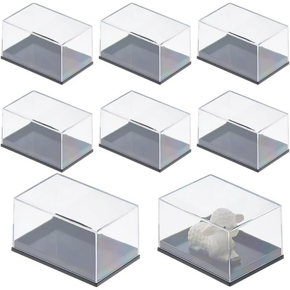 8Pcs 1.65x2.2x1.26inch Clear Plastic Display Case Box Visible Rectangle Presentation Box Dustproof Protection Showcase Cube Show Box for Collectibles Memorabilia Figurines Plastic