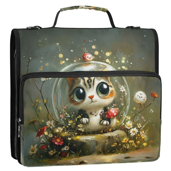 Circular Folder Package 13.6*3.5*12.4 Inches ,Binder Bag，Binder Organizer，Zipper Binder，3 Ring Binder ,Suitable for Work Cat Bubble