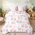 thumbnail image 2 of Erosebridal Swan Full Size Bedding Sets for Girls, Pink Tulips Full Size Bed in a Bag, Pink Reversible 7 Pieces, 2 of 6