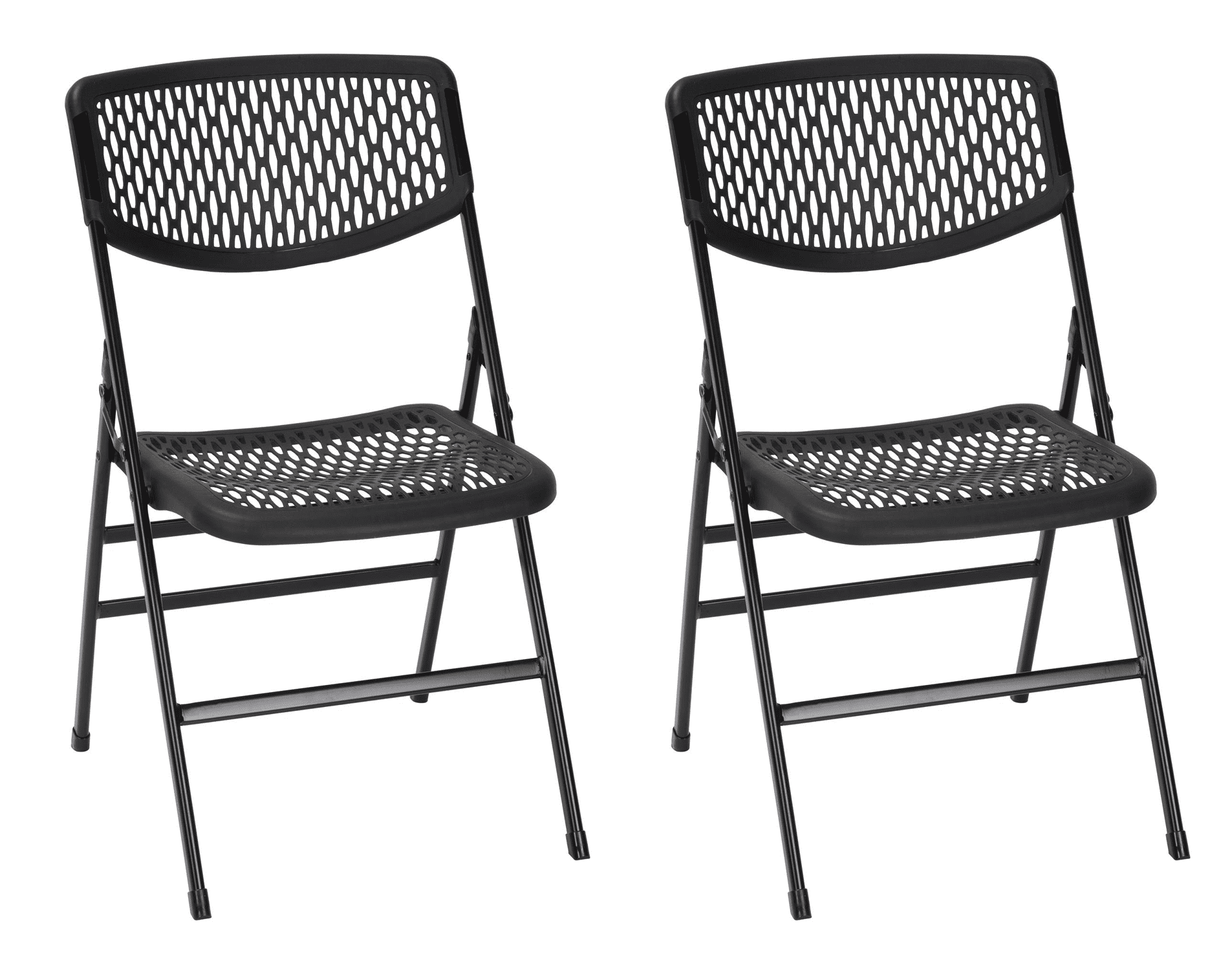 COSCO Commercial Resin Mesh Folding Chair in Black (2Pack)