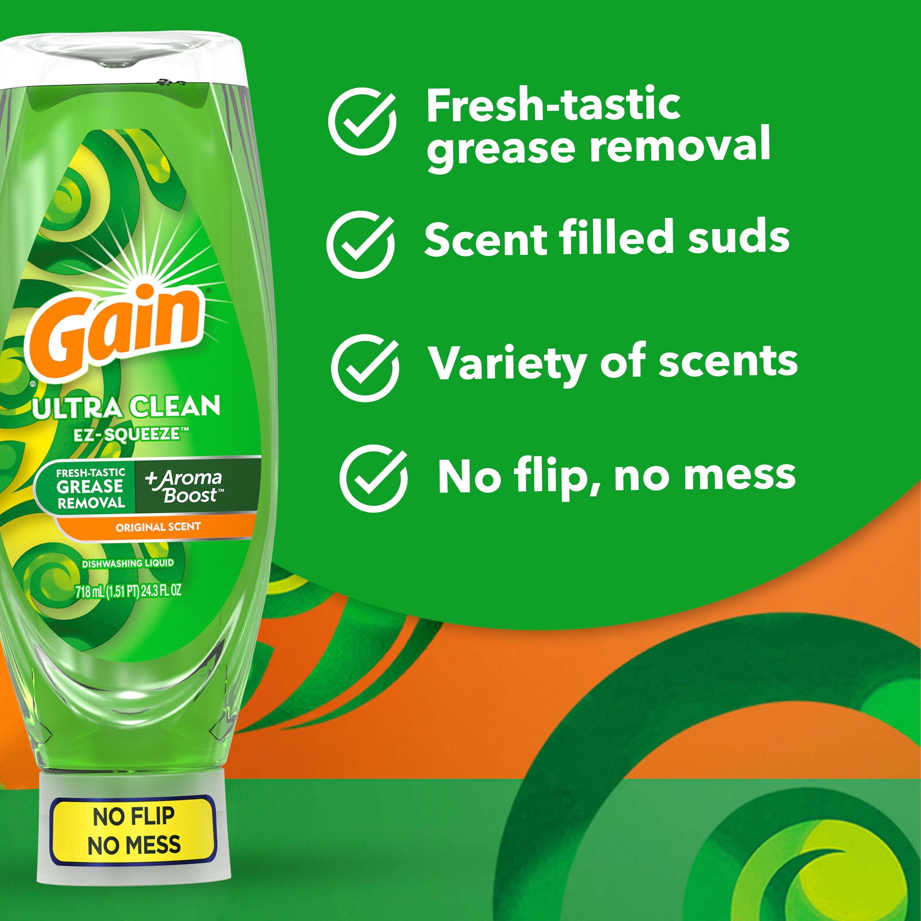 (8 pack) Gain EZ-Squeeze Dishwashing Liquid Dish Soap, Honeyberry Hula, 14.7 fl oz