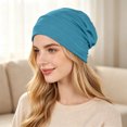 thumbnail image 5 of Chemo Headwear for Women Flower Pleated Beanies Stretch Elastic Turbans Soft Cancer Hats Head Coverings Scarf,Light Blue, 5 of 6