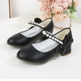 thumbnail image 2 of Gyujnb Girls Closed Toe Pearl Bow Mary Jane Shoes, Low Heel Dress Footwear for Formal and Daily Wear (Little Girls, Big Girls),4.5-5 Years, 2 of 8