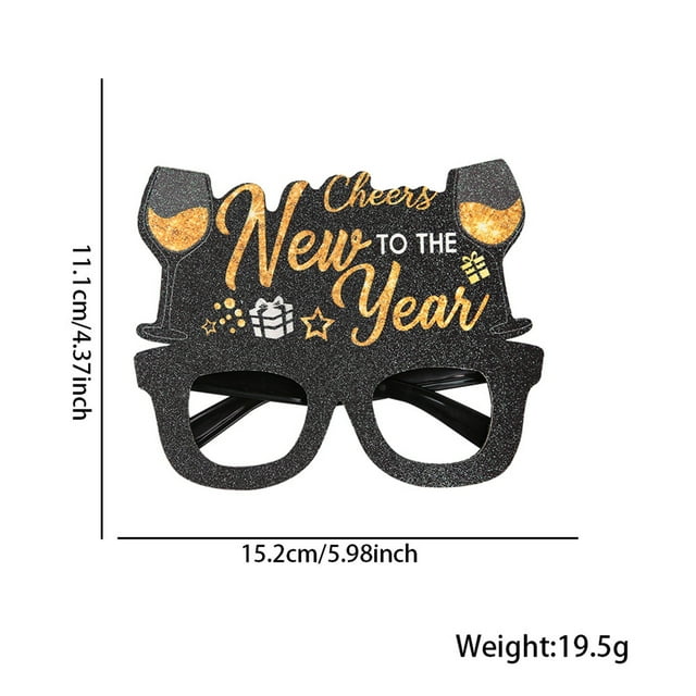 Tignapoo 2025 New Year Party Glasses - Black & Gold Frame for Festive Celebrations, Photo Props, and Events (Wine Glass Gift Box Style K)