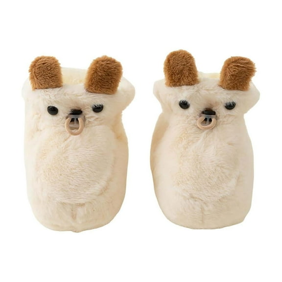 Otqutp 0-18 Months Winter Toddler Shoes Boys Girls Baby Shoes Soft Sole Slip On Shoes Cute Animal Decoration Warm Toddler Baby Shoes(Beige,0-6 Months)