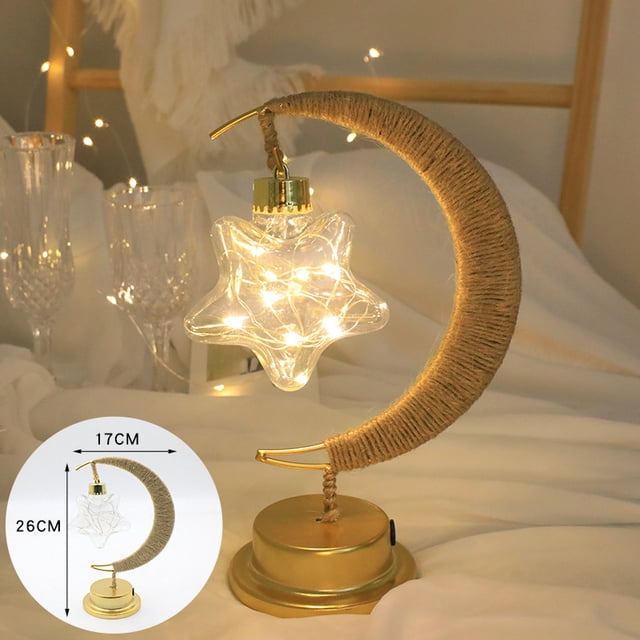 Luz de estrella de cuerda de cáñamo con enchufe LED, luz de luna, bola luminosa, luz de noche decorativa con USB, tamaño compacto, alimentada por USB
