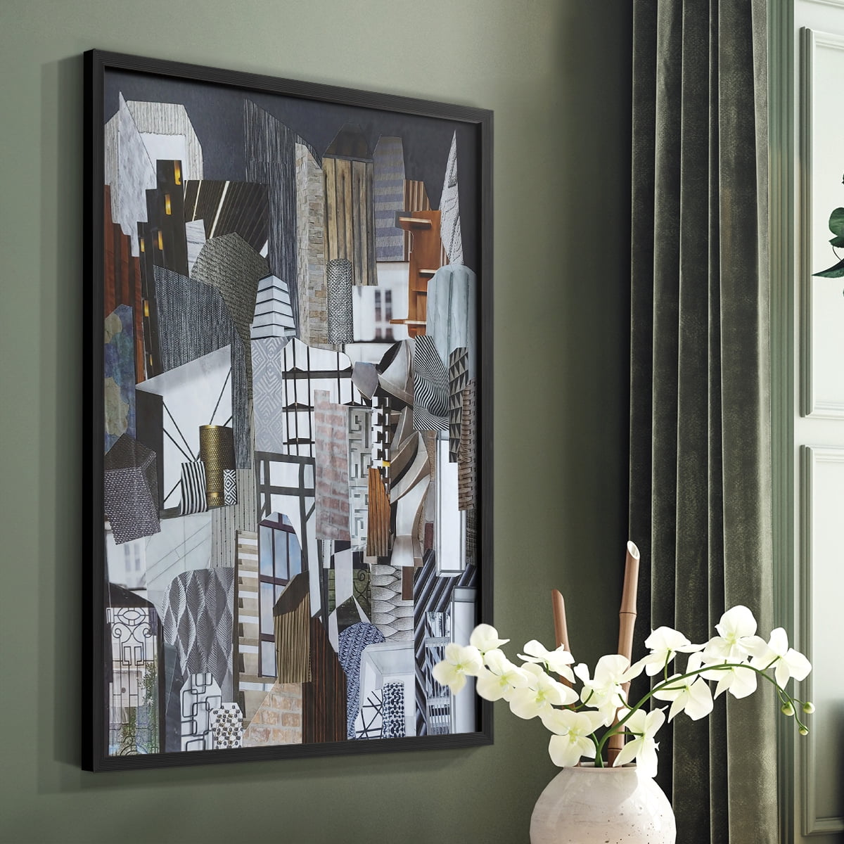 Western Metropolis Framed Print in Black Solid Wood 8 x 10 Framed Print