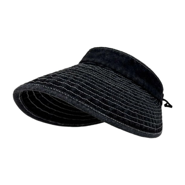 Sombrero para el sol para mujer, cómodo, ligero y elegante, con visera para vacaciones al aire libre. Negro