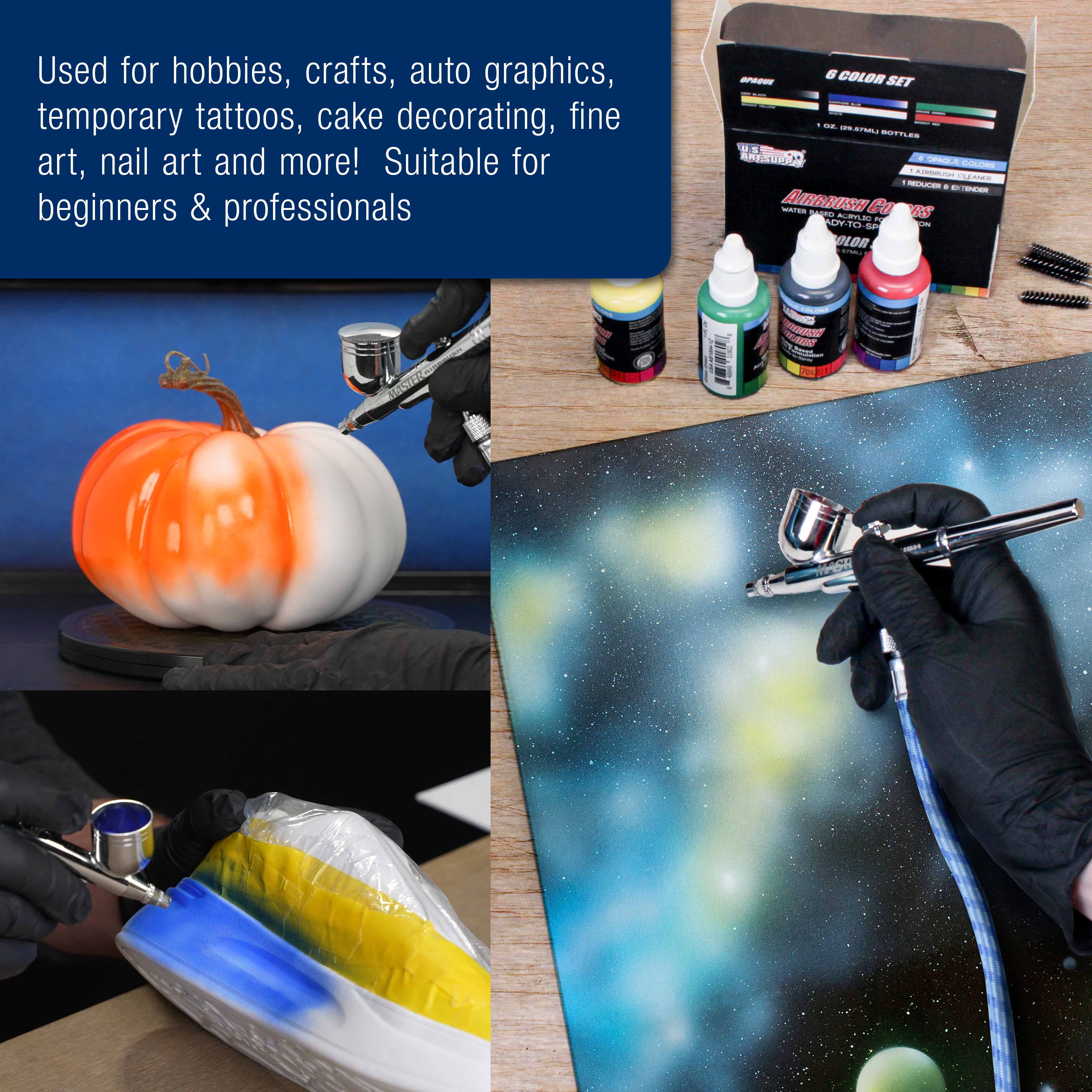 Master Airbrush Cool Runner II Dual Fan Air Compressor Professional Airbrushing System Kit with 3 Airbrush Sets, 0.3mm Gravity & 0.35, 0.8mm Siphon Feed - Hose Holder, How To Airbrush Learning Guide