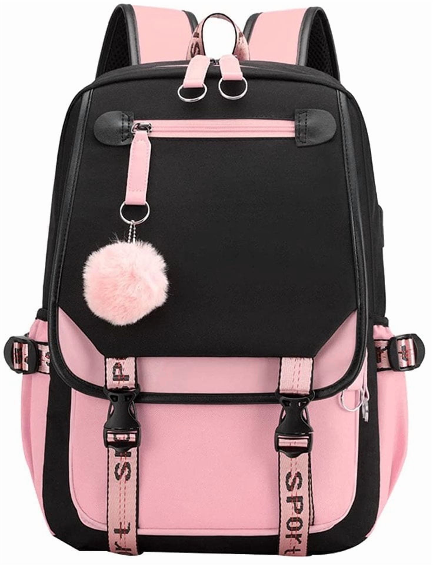 SANMADROLA School Backpack Girls Bookbag, Heavy Duty Kids Backpack 21L Children Schoolbag Bookbag with USB Charge Port