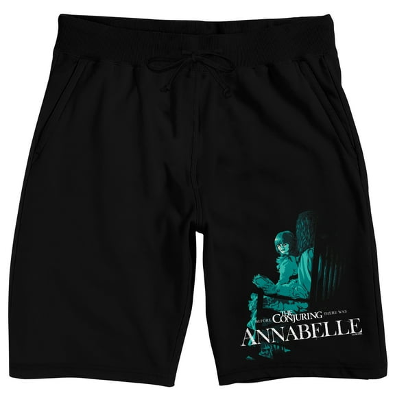 The Conjuring Annabelle Scary Doll Men's Black Sleep Pajama Shorts-Medium