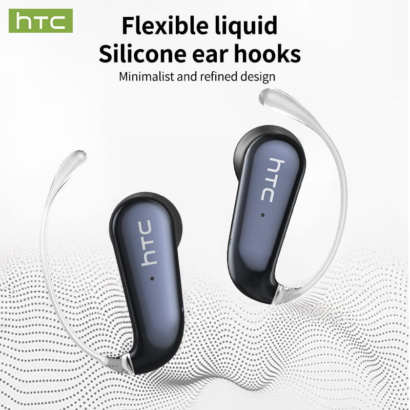 HTC NE38 Wireless Bluetooth 6.0 Open-Ear Earbuds, AI Translator, Noise-Cancelling Headphones, 130+ Languages, 40H Playtime, IPX5 Waterproof, Black+Earbud Case
