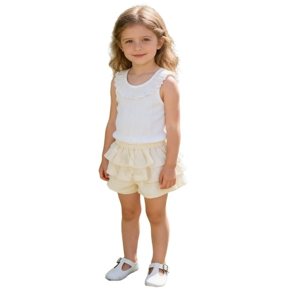 Djtdsds Toddler Girls Ruffle Tank Top Back Ribbed Sleeveless Shirt Size:2-3 Years