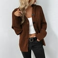 thumbnail image 2 of WENWU Women's Solid Color Hooded Sweater Autumn Winter Drawstring Knit Cardigan Outerwear Button Cardigan with Pockets Long Lightweight Cardigans for Women, 2 of 9