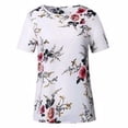 thumbnail image 2 of Camiseta de mujer con estampado floral, manga corta, cuello redondo, blusa informal, blanco, XXL Methold AP001919-29, 2 of 6
