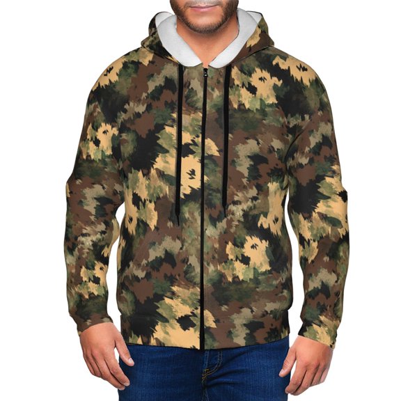 Zip Up Hoodies for Men - Camouflage green Long Sleeve Comfrt Men'S Fashion Hoodies & Sweatshirts, Jackets for Men Hoodies Pullover Clothing Clothes with Pouch