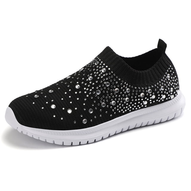Zapatillas de deporte de malla con purpurina y diamantes de imitación zapatos de baile latino de salón de baile para mujer