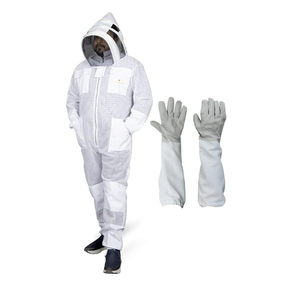 Sting Proof Premium 3 Layer White Mesh Beekeeping Suit Ultra Ventilated Beekeeping Suit Fencing Veil