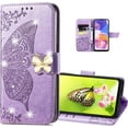 thumbnail image 4 of for Google Pixel 7a Wallet Case for Women Girls, Shiny Butterfly Flower PU Leather Cover with Card Slot Holder Flip Phone Case for Google Pixel 7a Rhinestone Purple, 4 of 17