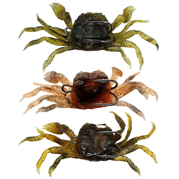 3 PCS 10cm 30g Leurres de Pêche Doux Crabe Appât Artificiel Appât de Poisson Mou avec Crochet Pointu