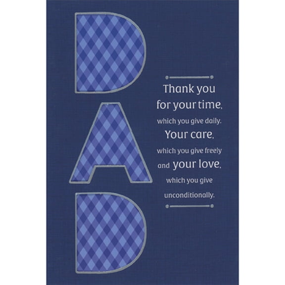 Pictura Die Cut Dad Window: Thank You for Your Time, Care and Love Father's Day Card for Dad