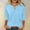 Blue, variant on Dolkfu T Shirts for Women Elbow-Length Gray V-Neck Tops Stylish Casual Solid Color T-Shirts Women'S Clothing