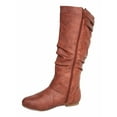 thumbnail image 2 of Women's Round Toe Low Flat Heel Buckle Slouchy Zip Boots, 2 of 2