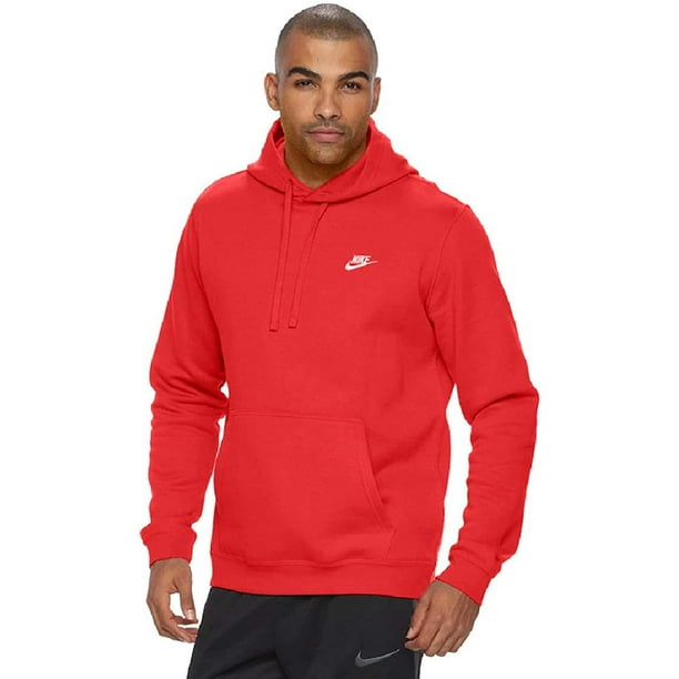 NIKE Sportswear Sweat à capuche pour homme Pullover Club Rouge  université/rouge université/blanc Taille moyenne 