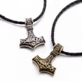thumbnail image 6 of Myth THOR'S HAMMER Norse Magick Mjolnir Viking Pendant Leather Cord Necklace, 6 of 8